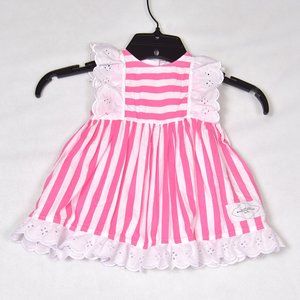 Caroline Late Girl's Pink Striped Dress Size 6-12 Months